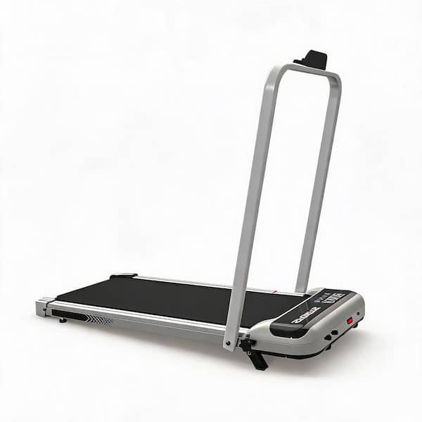 3 in 1 Under Desk Treadmill 44 in. Antique Silver ABS+Rubber+Steel Foldable with 2.5 HP Motor, 9% Incline, and LED