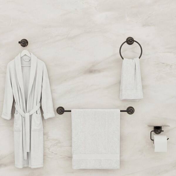 Vintage 4-Piece Bath Hardware Set with Mounting Hardware in Oil-Rubbed Bronze