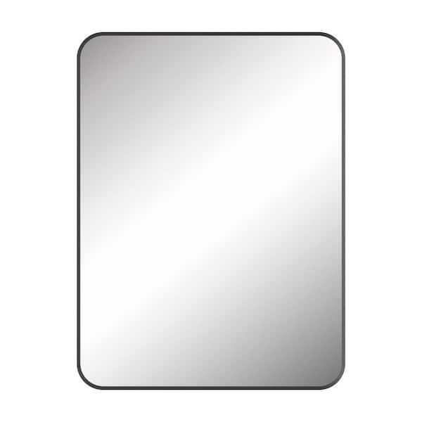 24 in. W x 32 in. H Black Rectangular Aluminum Framed Medicine Cabinet with Mirror