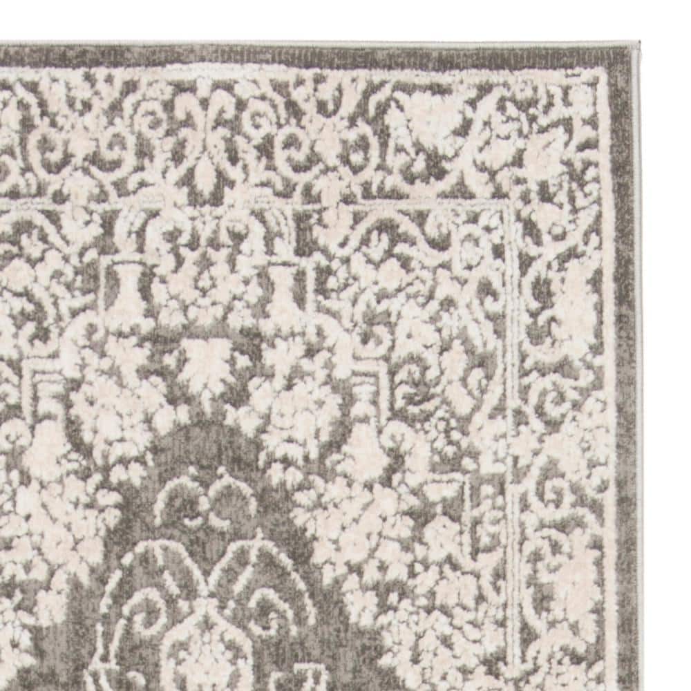 Elegant Reflection Dark Grey/Cream Synthetic Runner Rug 2'3" x 12'