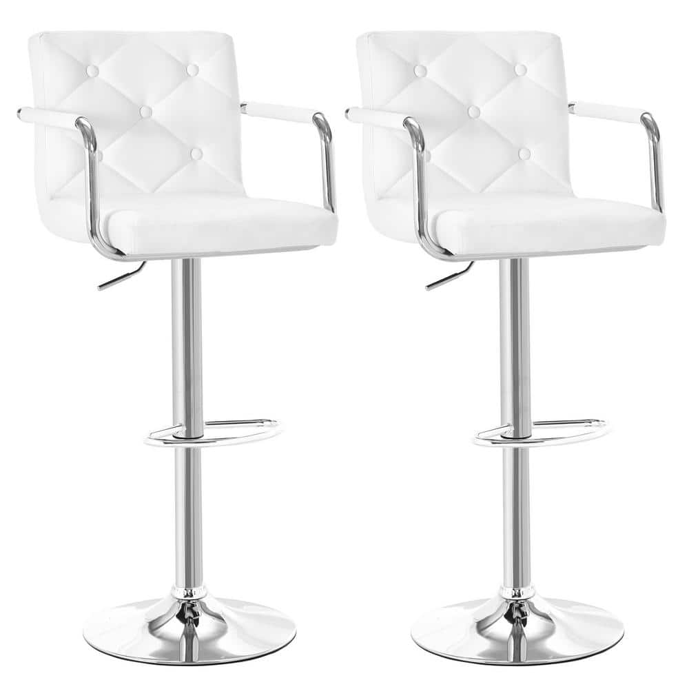 VECELO Bar Stools Adjustable Counter Stools Bar Chairs Synthetic Leather Swivel Barstools Gas