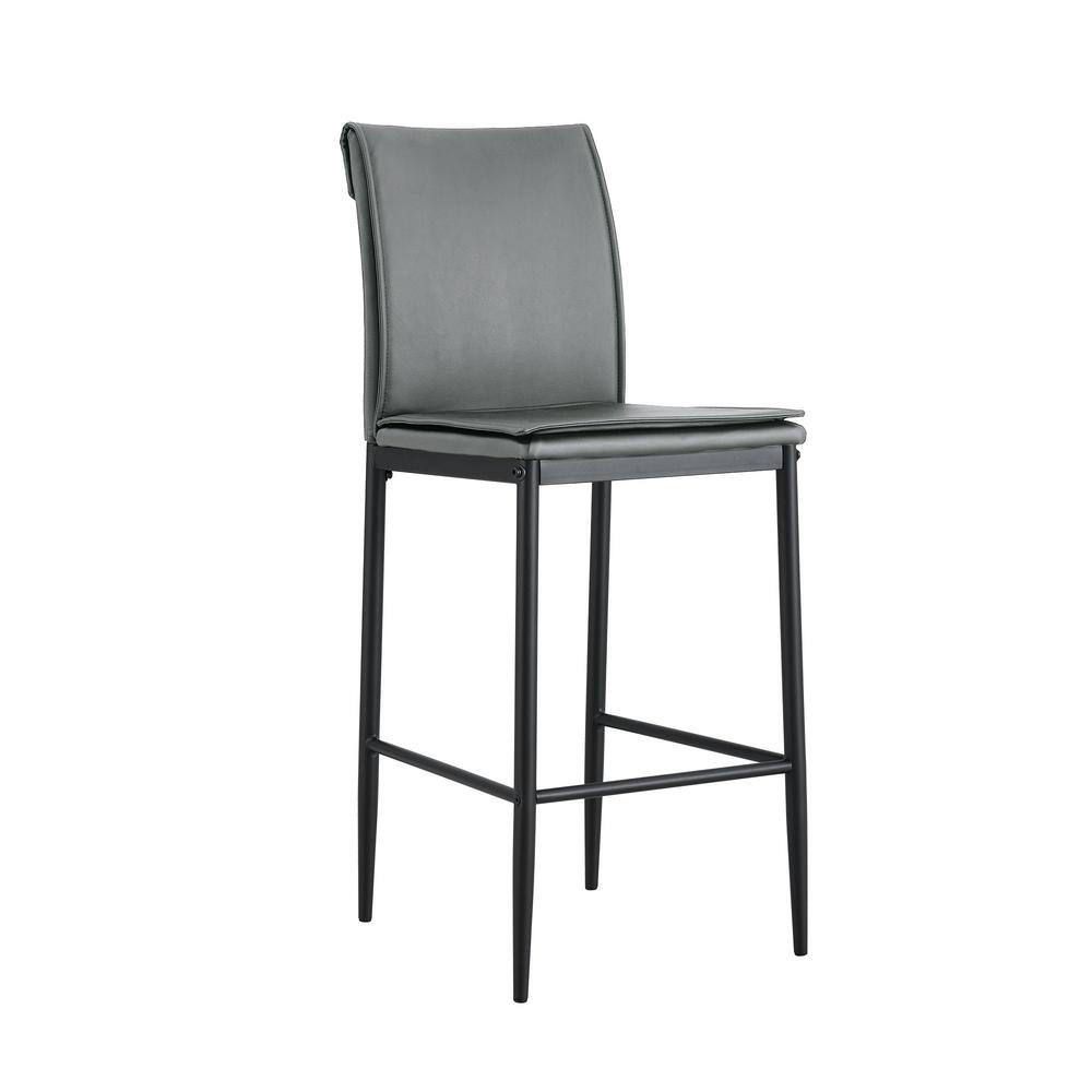 Aoibox 38 in. Leather Grey High Back Metal Counter Stool with Faux