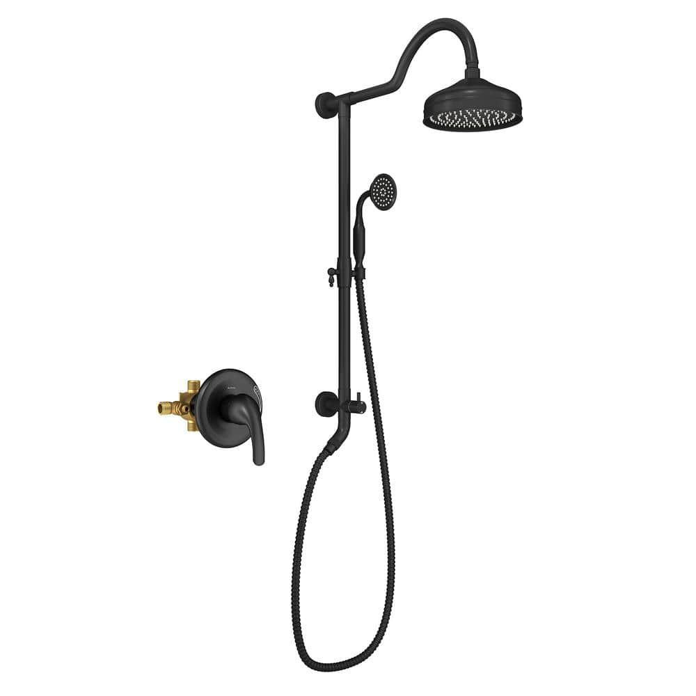 Matte Black Dual Head Rain Shower System with Handheld