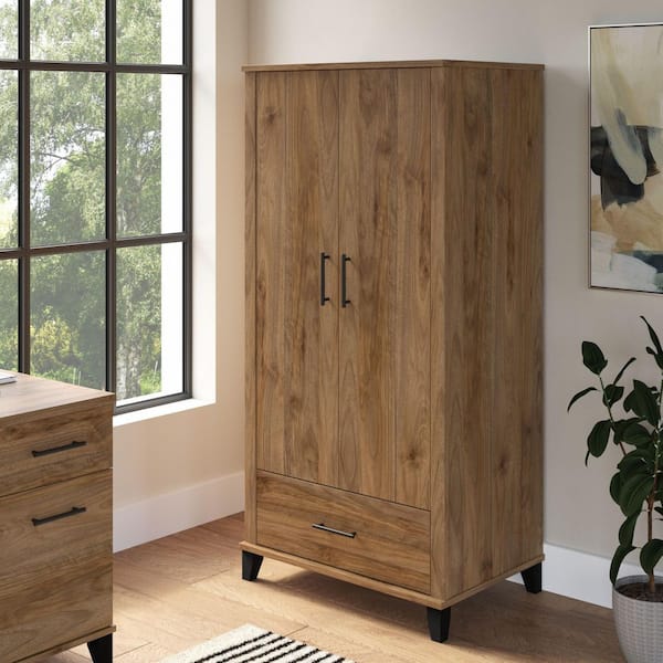 Bush Furniture 2 Drawer Side Table, American Style, End Table, Suitable For Bedroom, Living Room, Study In Blue
