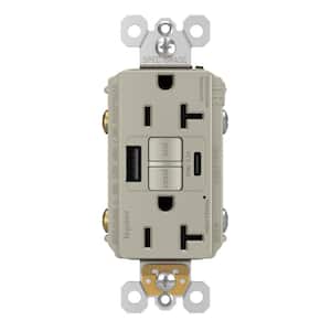 radiant 20 Amp 125-Volt Tamper Resistant GFCI Residential/Commercial Decorator Duplex Outlet with Type A/C USB, Nickel