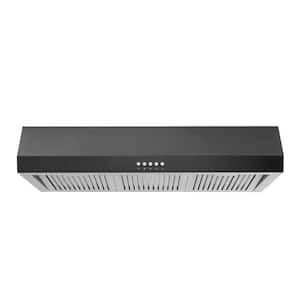 Sarela 36 in. W x 7 in. H 500CFM Convertible Under Cabinet Range Hood in Black with LED Lighting and Charcoal Filter