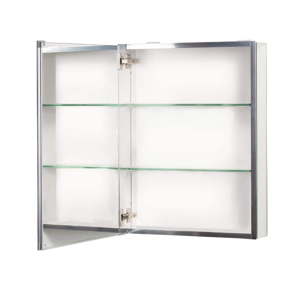 20 in. W x 26 in. H White Rectangular Recessed Surface Mount Medicine Cabinet Mirror Adjustable Shelf Large Storage