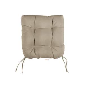 Sunbrella Canvas Taupe Tufted Chair Cushion Round U-Shaped Back 16 x 16 x 3