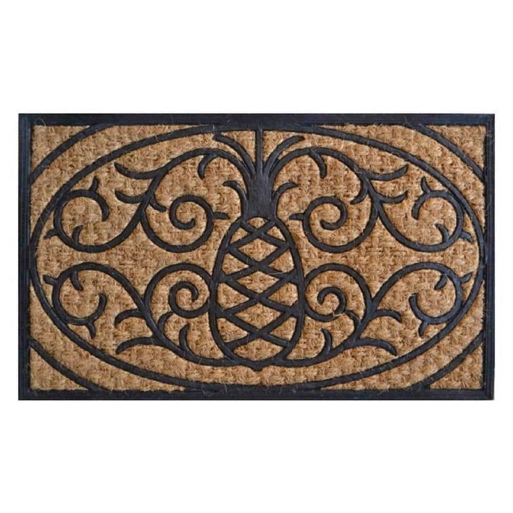 Pineapple Design Coir and Rubber Outdoor Doormat