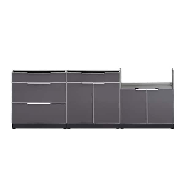 NewAge Products Slate Gray 3-Piece 97 in. W x 36.5 in. H x 24 in. D Outdoor Kitchen Cabinet Set without Counter Tops