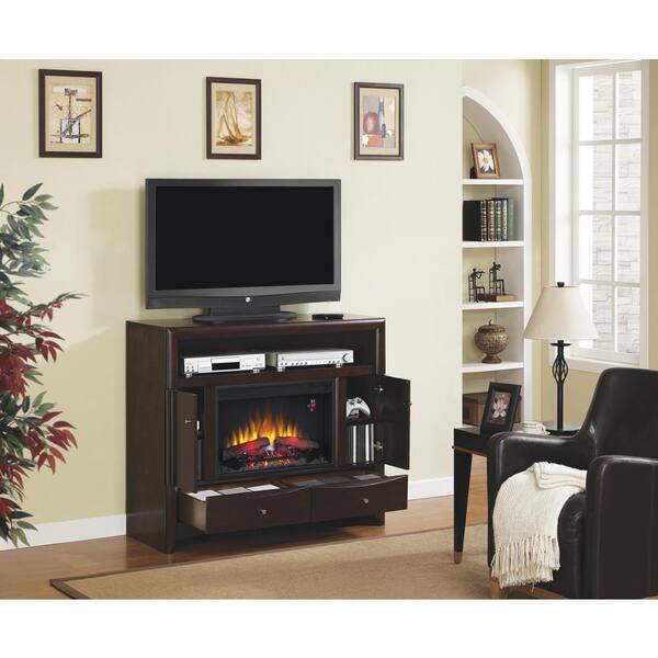 Unbranded Delray 47.5 in. Convertible Media Console Electric Fireplace in Roasted Walnut