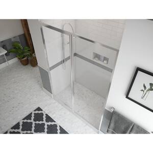 Legend Series 45 in. x 69 in. Framed Hinge Swing Shower Door with Inline Panel in Chrome with Clear Glass with Handle
