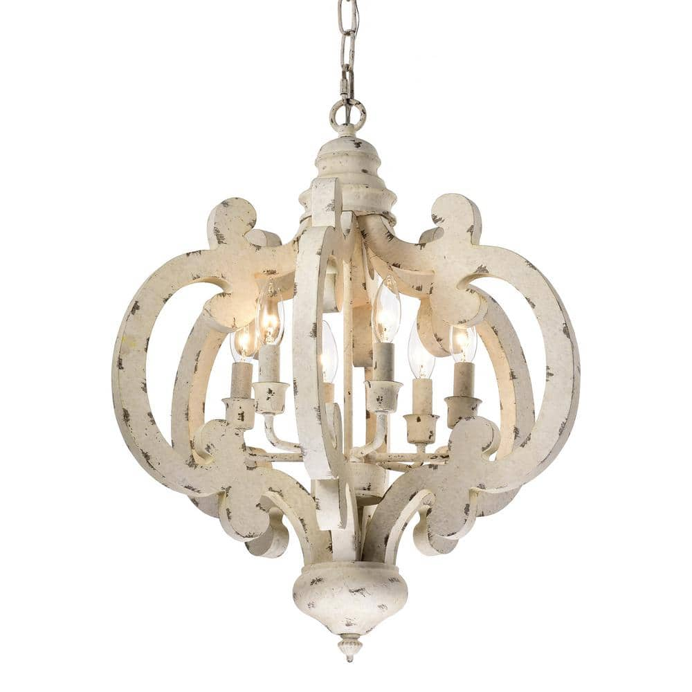 distressed white metal chandelier