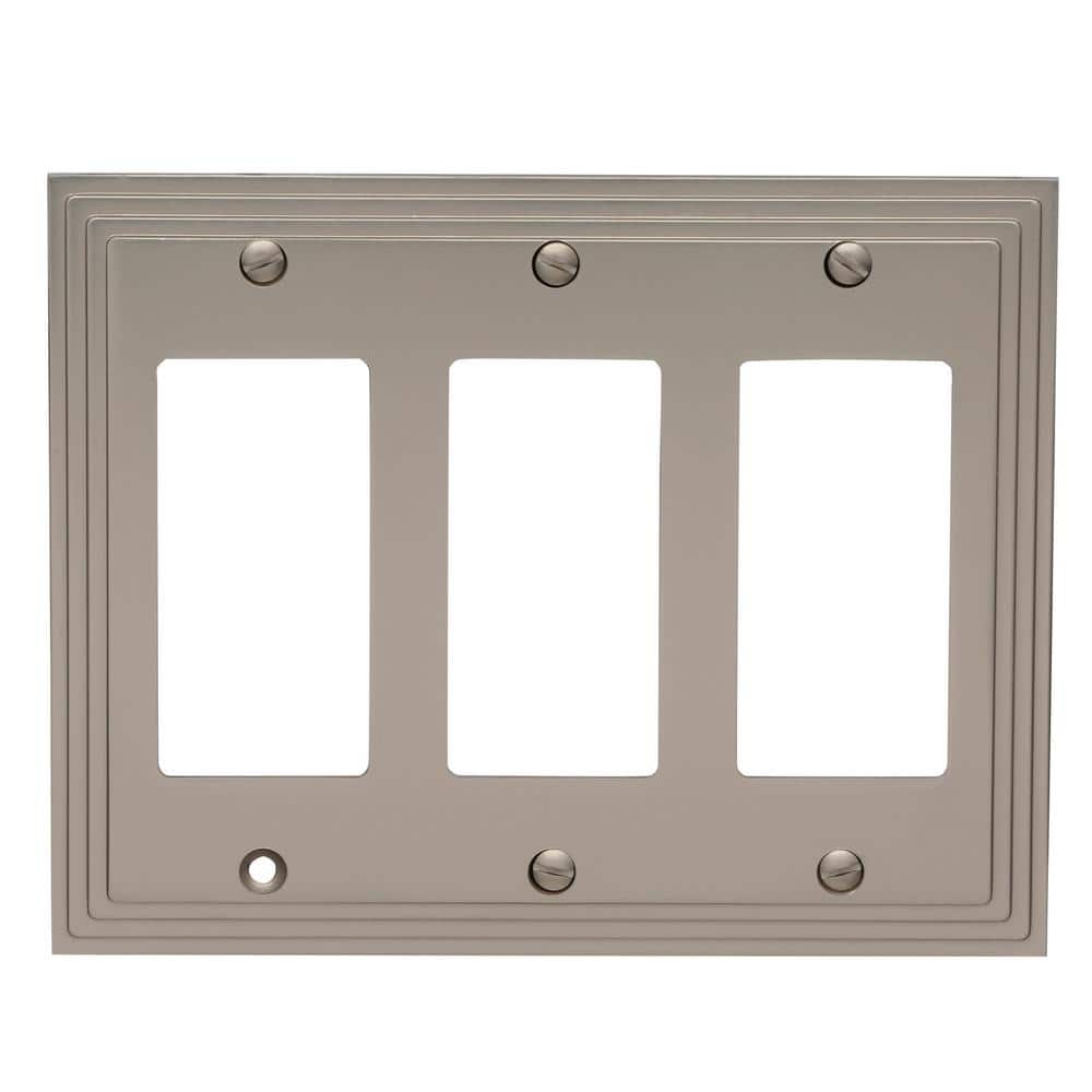 Satin Nickel Triple Rocker Metal Wall Plate