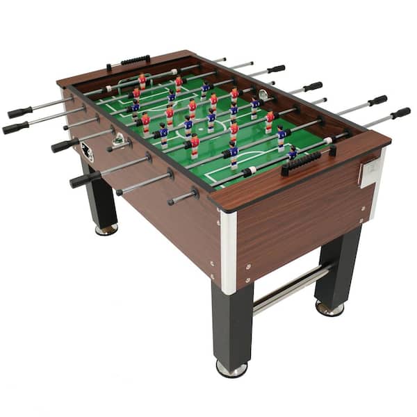 Sunnydaze Decor 55 in. Faux Wood Foosball Game Table with Folding Drink Holders