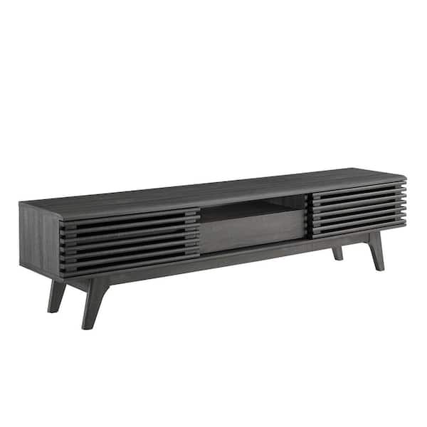 MODWAY Render 70" Charcoal TV Stand Fits up to 70 in. with Cable Management Hole