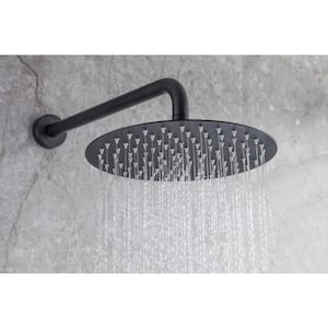 Mondawell Round 3-Spray Patterns 10 in. Wall Mount Rain Dual Shower Heads with Handheld and Valve in Matte Black