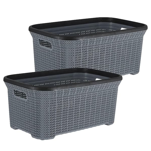Gray Plastic Laundry Basket with Cut-out Handles 40l The Home