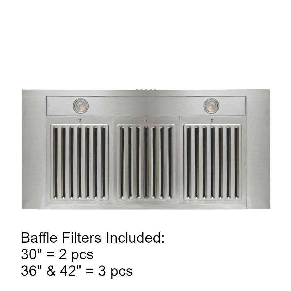 42-Inch Stainless Steel Wall Mounted Range Hood with LED Lights