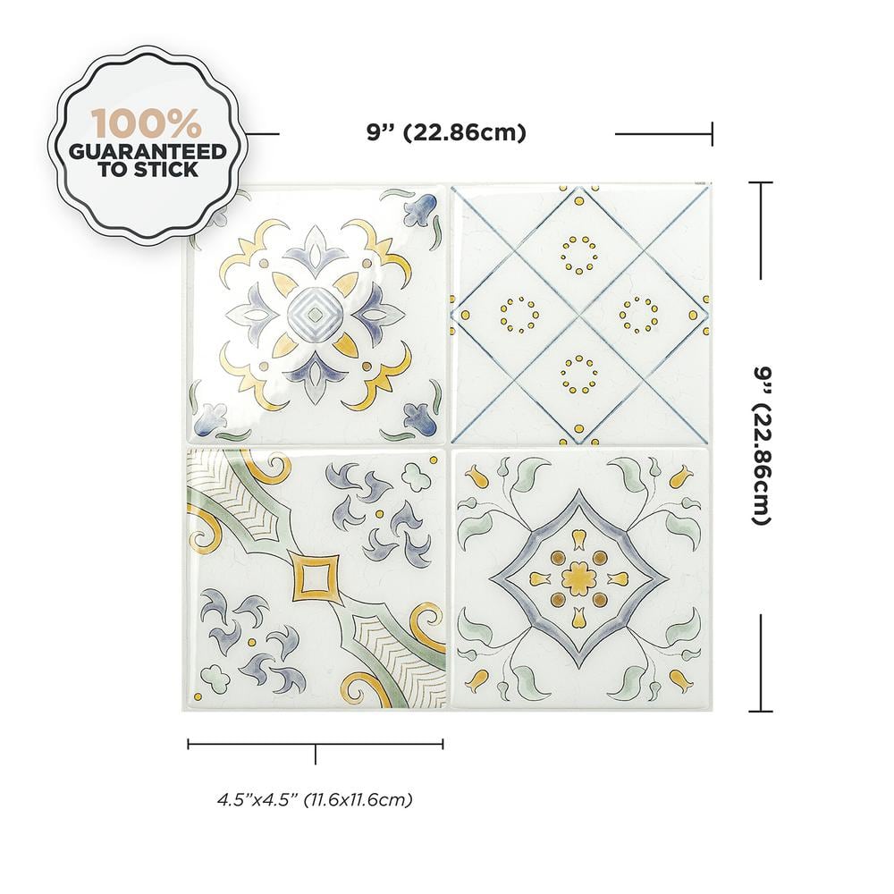 Vintage Multicolor Glossy Peel and Stick Wall Tiles