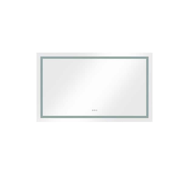 Whatseaso 40 in. W x 24 in. H Rectangular Frameless Anti-Fog Wall Bathroom Vanity Mirror in Silver