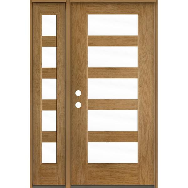 Krosswood Doors ASCEND Modern 50 in. x 80 in. 5-Lite Right-Hand/Inswing Clear Glass Bourbon Stain Fiberglass Prehung Front Door