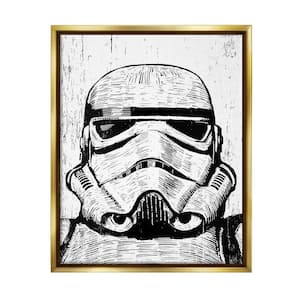 Star Wars Stormtrooper Distressed Wood Etching by Neil Shigley Floater Frame Fantasy Wall Art Print 31 in. x 25 in.