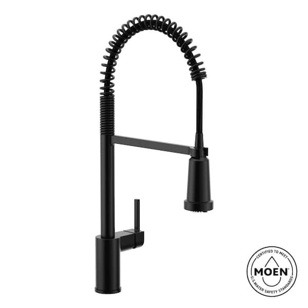 Align Single Handle Pre-Rinse Spring Pull Down Sprayer Kitchen Faucet with Optional 3- in -1 Water Filtration in Black