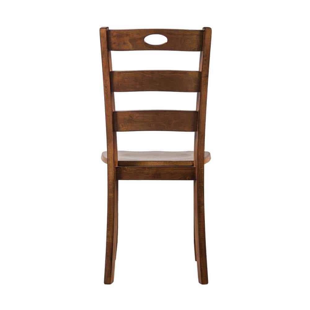 Walnut Solid Wood 5-Piece Dining Set with Slat Back Chairs