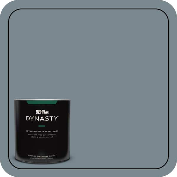 1 qt. #N470-5 Norwegian Blue One-Coat Hide Semi-Gloss Enamel Interior Stain-Blocking Paint and Primer