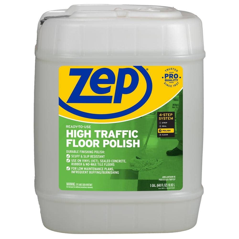 Zep 5 Gal High Traffic Floor Polish, Floor Wax For Vinyl Floors