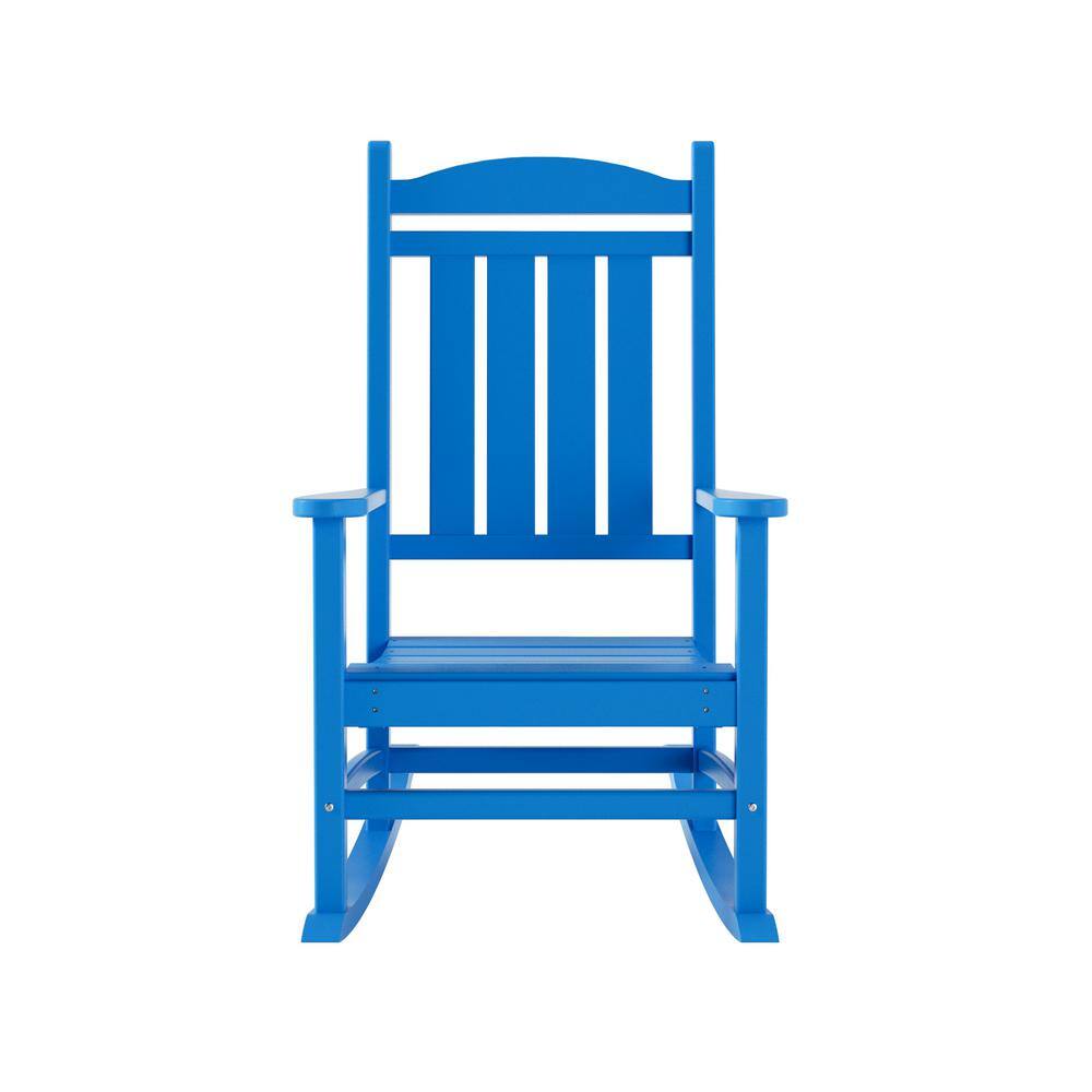 Laguna Pacific Blue Traditional HDPE Rocking Chair with Arms