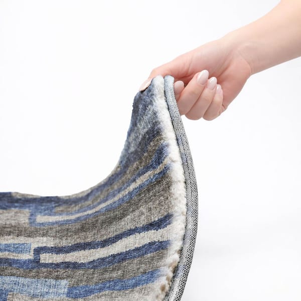 Dream Shag Premium Machine Washable Abstract ADS78 Blue 9 ft. x 12 ft. Area Rug