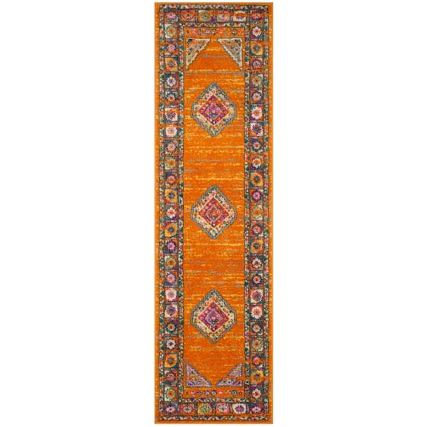 Madison Orange/Fuchsia 2 ft. x 10 ft. Border Runner Rug