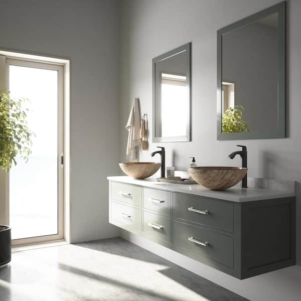 Vigo VGT1241 Wisteria Matte Stone Vessel Bathroom Sink with Linus Vessel Faucet in Antique Rubbed Bronze