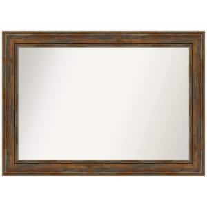 Alexandria Rustic Brown 42 in. x 30 in. Non-Beveled Rustic Rectangle Wood Framed Wall Mirror in Brown