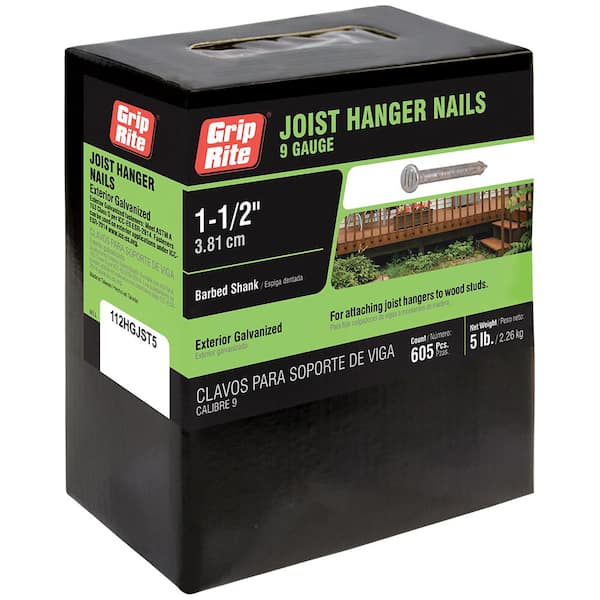Grip-Rite #9 x 1-1/2 in. Hot-Galvanized Steel Joist Hanger Nails (5 lbs.-Pack)