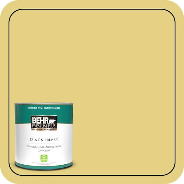 BEHR PREMIUM PLUS 1 qt. #P330-4 Starfruit Semi-Gloss Enamel Low Odor Interior Paint & Primer