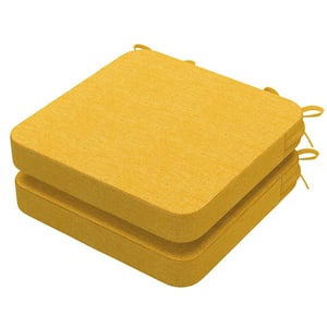 16 in. x 16 in. Indoor Round Square Corner Removable Non-slip Chair Cushion in Gold Yellow (2-Pack)
