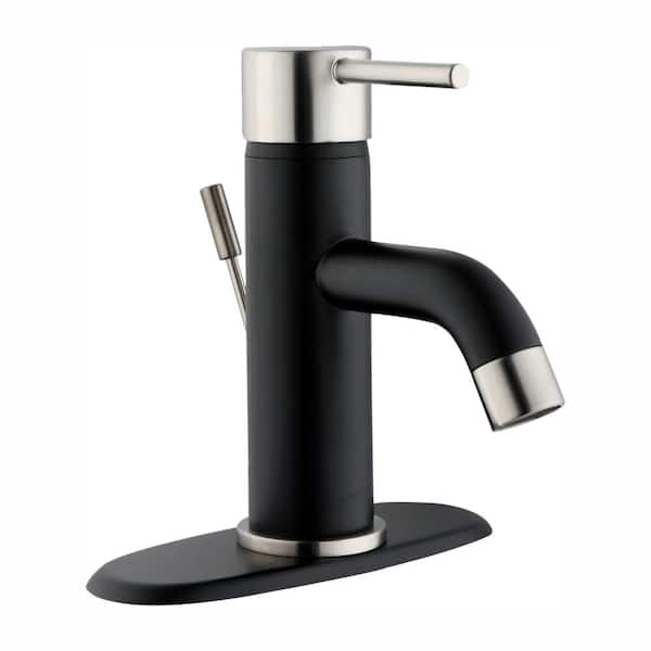 Glacier Bay Modern Single Hole Single-Handle Low-Arc Bathroom Faucet in Dual Finish Brushed Nickel and Matte Black