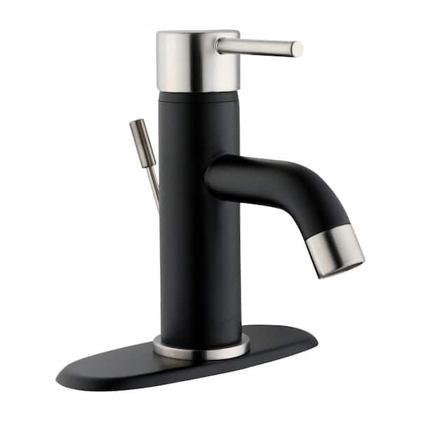 Glacier Bay Modern Single-Handle Single-Hole Low-Arc Bathroom Faucet in 2 Toned Brushed Nickel and Matte Black