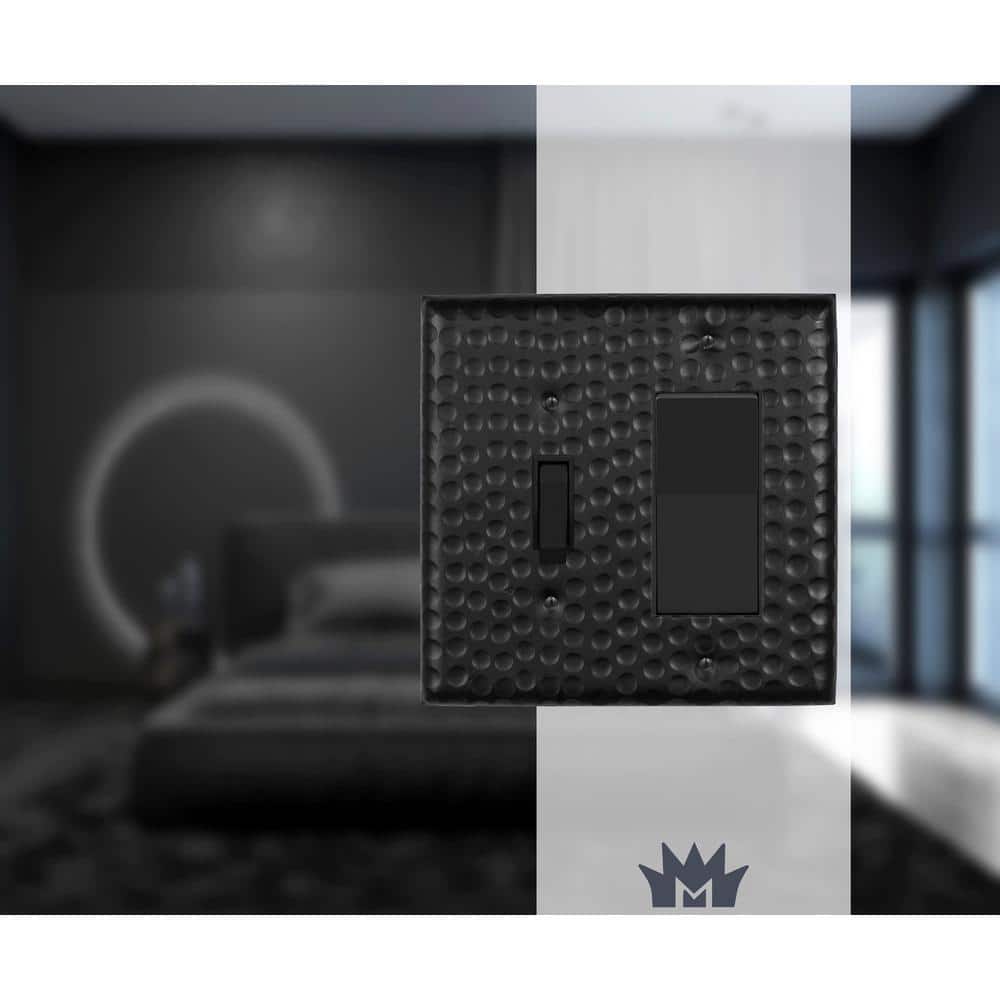 Matte Black Hand Hammered 2-Gang Wall Plate