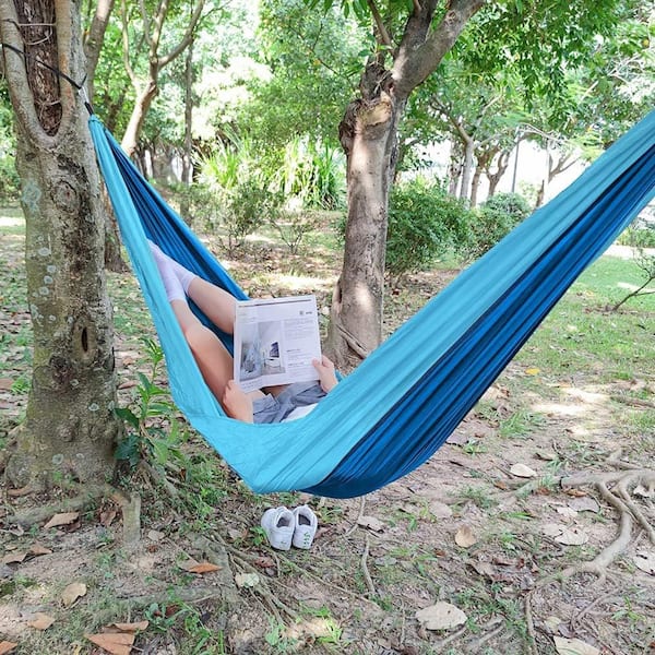 ITOPFOX Camping 8.8 ft. Portable Hammock Bed Hammock in Blue