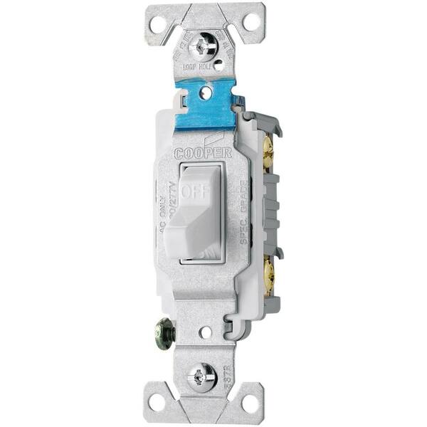 Eaton 20 Amp 120/277-Volt Side Wire Compact Toggle Switch, White