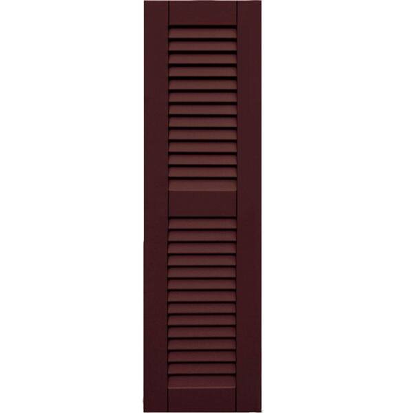 Winworks Wood Composite 12 in. x 42 in. Louvered Shutters Pair #657 Polished Mahogany