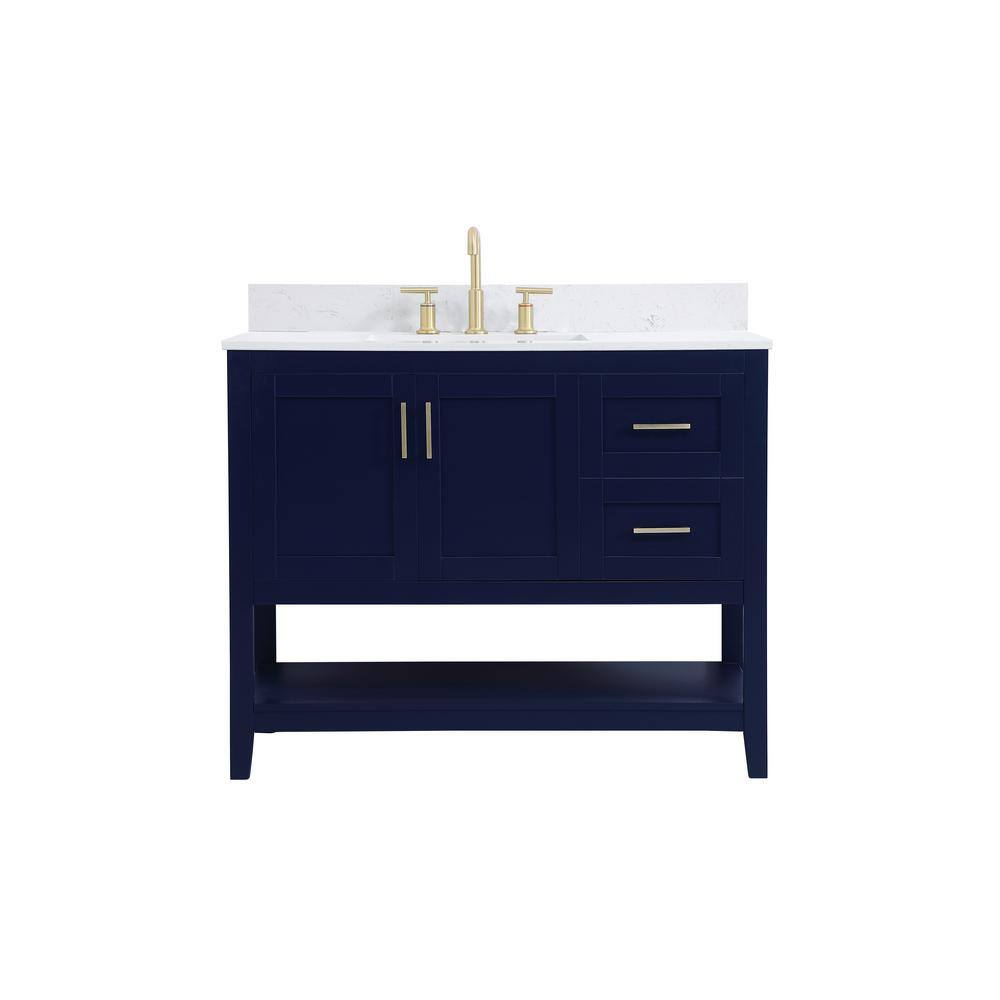 Simply Living 42 in. W x 22 in. D x 34 in. H Bath Vanity in Blue with Calac