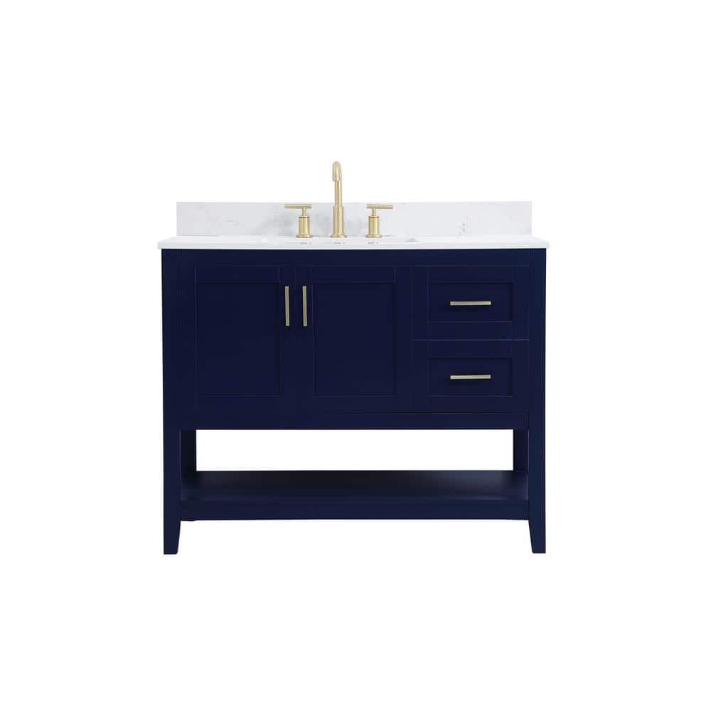 Timeless 42 in. W Single Bath Vanity in Blue with Engineered Stone Vanity T