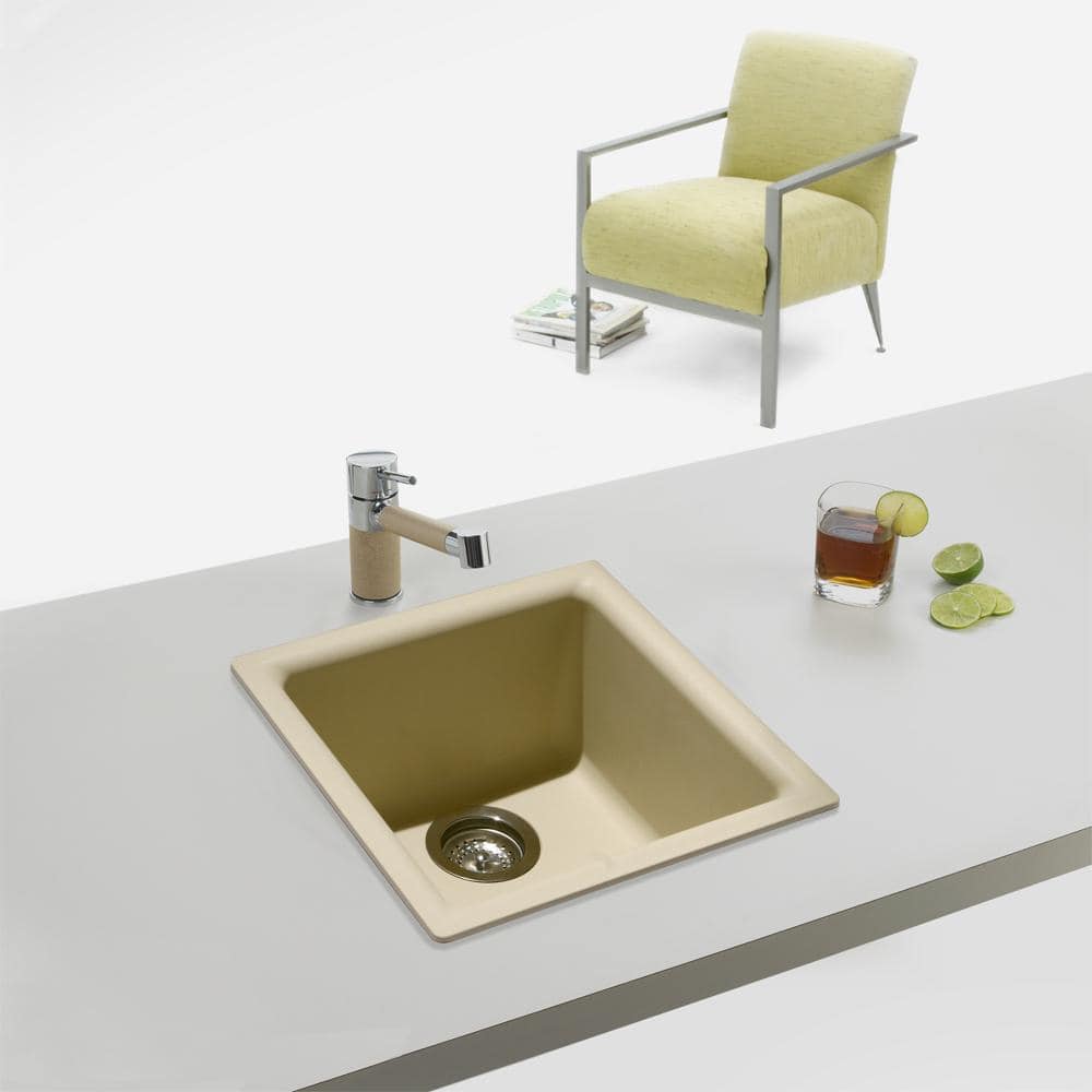 Sand Granite Composite Single Bowl Bar Sink, 18-inch