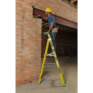 Cross Pinnacle 2 ft. Fiberglass Leaning Platform Step Ladder, 8.5 ft. Reach 375 lbs. Load Capacity, IAA