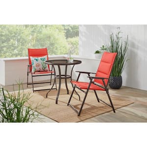 Mix and Match Steel Padded Sling Folding Outdoor Patio Dining Chair in Ruby Red (2-Pack)